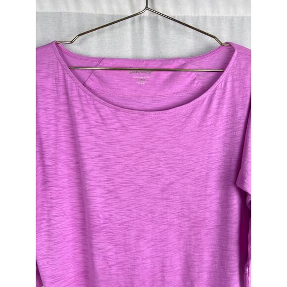 Lilly Pulitzer Top Cassie Slub Knit Pima Cotton Shirt Pink Coastal Beachy Basic - Picture 2 of 7